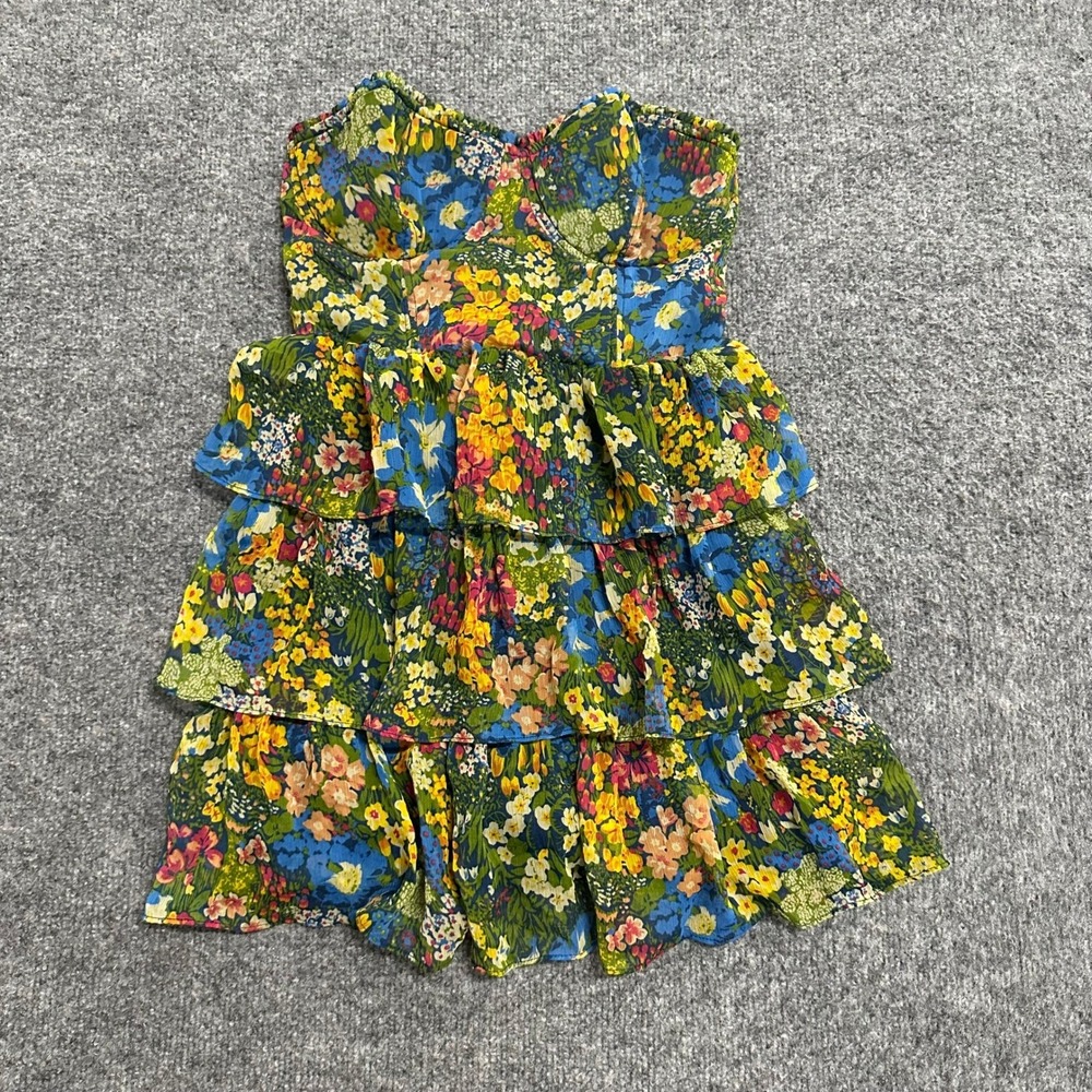 Abercrombie & Fitch Dress Womens Size M Multicolor Cotton Floral Ruffle Mini